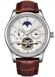 LIGE Ceas mecanic automatic, Lige, Clasic mecanism Tourbillon, curea din piele naturala Ceas