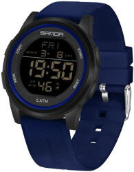 SANDA Ceas Copii Sanda 6182 Bleumarin-Negru , Design Sport, Digital, AfiE aj Data, Alarma, Rezistent la Apa 5ATM Ceas