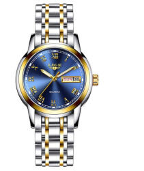 LIGE Ceas dama Lige Otel Zinc Elegant Quartz Analog Afisare data Argintiu Ceas