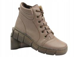 Helios Női Bokacipő Helios 562S Barna Bőr Cipzáras Kényelmes Pl (562S.63)