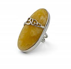  Ezüst gyűrű, állítható, méz borostyán, tanúsítvánnyal, doboz