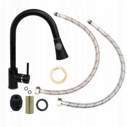 Granitan Konyhai Csaptelep Kihúzható Csővel Fekete Gránit Mosogatóhoz (TEPE Bateria Kuchenna Stojąca)