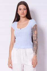 Tommy Jeans Női póló, kék, slim fit, dekoratív csipkével, 100% pamut (DW0DW20621 C3Q)