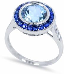 White & Black Azure kék akvamarin és zafír gyűrű gyémántokkal (AU13884)