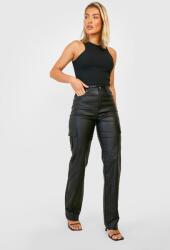 Boohoo Size 38, fekete viaszolt military nadrág, cargo zsebek, 100% poliuretán