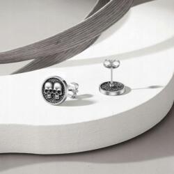  Ezüst fülbevaló, 925, 2 Koponyával, unisex, Gothic, Punk, Rock (Double Crana)