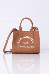 KARL LAGERFELD kézitáska, bézs, szövet, 18×14×9cm, mágneses klipsz (A3W50118 1XV)