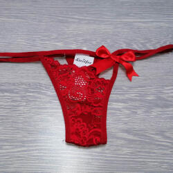 Lucifer Állítható pántos CSIPKÉS-MASNIS tanga Piros 15965