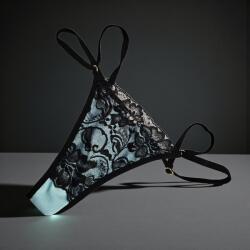 Lucifer állítható pántos CSIPKÉS TANGA türkizkék 108054