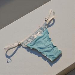 Lucifer állítható pántos tanga CSIPKÉS-KÖVES Türkiz 108049