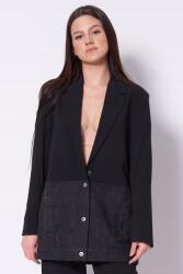 Karl Lagerfeld Fekete blézer, női, 49% poliészter, 24% viszkóz, 23% pamut, 4% elasztán, egyszerű fazon (A1W14021 999)