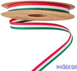  Magyar nemzeti színű szatén szalag, anyagában színes, 2 oldalas - 10mm x 10m
