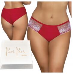 Paripari Bugyi Brazil Női, díszes tüll, piros, Size XL, 78% poliamid