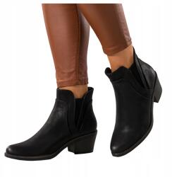 Sergio Leone Női bokacsizma, Size 37-40, fekete, széles tömbsarok, nubuk felsőrész (7098770000378)