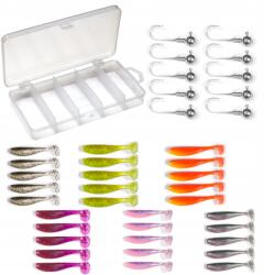  Spinning csali szett, 30db, 10db jigfej, csuka, sügér, doboz (ZES-003)