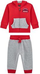 Guess Спортен екип със суичър с цип в червено и светло сиво за бебе момче Guess