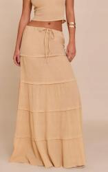 Prettylittlething bézs maxi szoknya, Size 42, megkötős derék, 100% pamut