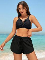 Shein Rövid Strand Rövidnadrág, Size XL, fekete
