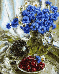 iPicasso Set pictura pe numere, cu sasiu, Buchet de albastrele, 40x50 cm (PC4050351)