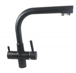 MAXISHOP Italia Collection Baterie Bucutarie cu 3 cai pentru apa purificata, negru mat , Baterie pentru filtru purificator de apa (10003023-NEOP)
