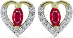  Aranyozott Ezüst Fülbevaló - Madagaszkári Rubin és Fehér Topáz