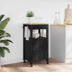 vidaXL Konyhai kocsi Fekete 88, 5 x 40 x 48 cm Tömör fenyőfa (42027034)