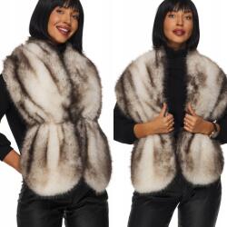 DEMUR Etola Futrzana boleró, rátehető ruha, Sál Boa Gallér világos Bézs (etole szale bolerka damskie do sukienki)