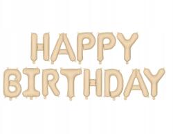 Party Deco Fólia lufi Happy Birthday, bézs, 340×35cm, levegővel tölthető