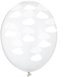 Party Deco Lufik, 30cm, felhők, Crystal Clear, 6db