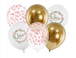 Party Deco lufik, 30cm, Love, mix, 6db