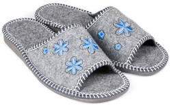 Nowo Női filc papucs, kék virágos, kényelmes (FK-1143 A)