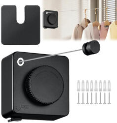 Bedee Kihúzható ruhaszárító zsinór, 5.1m, fekete, fúrás nélküli rögzítés (Sznur do suszenia ubrań) Ruhaszárító