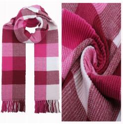 DEMUR Női Téli Sál, kockás, rózsaszín, 80% viszkóz, 185×65cm