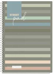 STREET Spirálfüzet STREET Pad A4 kockás 100 lapos sötét csíkos (67142) - tonerpiac