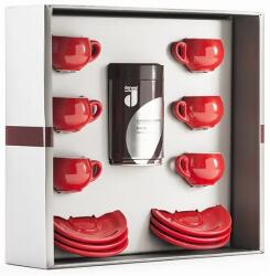 Danesi La Forma Sprint ajándékcsomag - Dark's Cassette Kava 250g + 6 eszpresszó csésze és 6 csészealj - piros