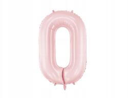 Party Deco Fólia lufi ''0'', 86cm, világos rózsaszín, héliummal/levegővel