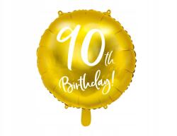 Party Deco Fólia lufi, 90th Birthday, arany, 45cm átmérőjű