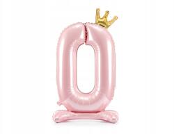 Party Deco Álló fólia lufi, "0" számmal, 84cm, világos rózsaszín, Party Deco