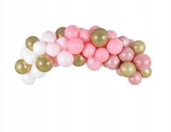 Party Deco Lufi girland, rózsaszín, 60db lufi, 200cm szalaggal