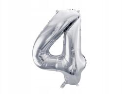 Party Deco Fólia lufi, "4", 72cm, ezüst