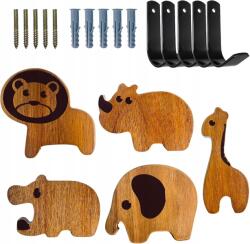  Fa fali akasztó gyerekeknek, 5 db állat formájú akasztóval (X001UNU37T)