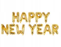 Party Deco Happy New Year Fólia lufi, 370×35cm, arany, szilveszteri