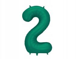 Party Deco Fólia lufi ''2'', 86cm, üvegzöld, matt