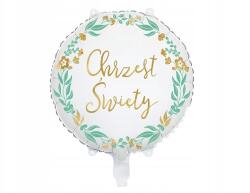 Party Deco Fólia lufi, fehér, Szent keresztség, 35cm, héliummal/levegővel tölthető