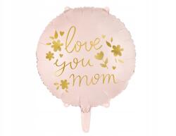 Party Deco Fólia lufi "Love you mom", rózsaszín, 45cm, Anyák Napja, 35cm felfújva