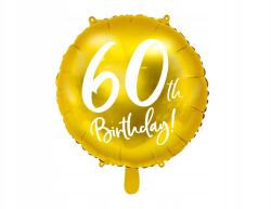 Party Deco Fólia lufi, 60th Birthday, arany, 45cm