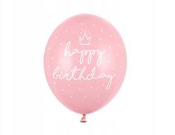 Party Deco Lufik, 30cm, happy birthday, P. Baby Pink, 6 db