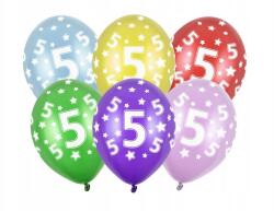 Party Deco Lufik, 30cm, 5th Birthday, Metallic Mix, 6 db