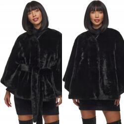 DEMUR Női Poncsó, műszőrme, oversize szabás, zsebekkel, Size univerzális (ciepłe poncza płaszcze damskie na zimę zimowe)