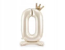 Party Deco Álló fólia lufi "0" számmal, 84cm, világos krém